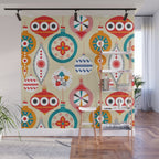 Retro christmas ornaments pattern Wall Mural Gallery Image 1