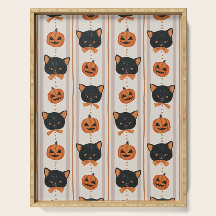 Vintage Halloween Kittens Serving Tray Gallery Image 1