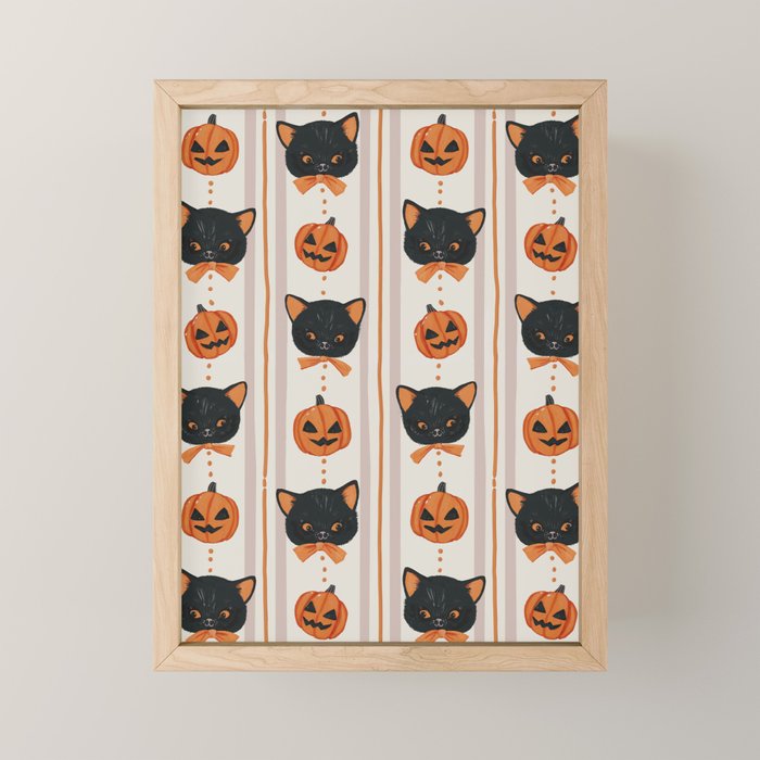 Vintage Halloween Kittens Mini Art Print Gallery Image 1