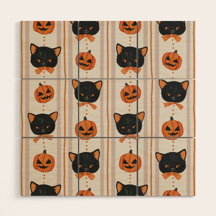Vintage Halloween Kittens Wood Wall Art Gallery Image 1