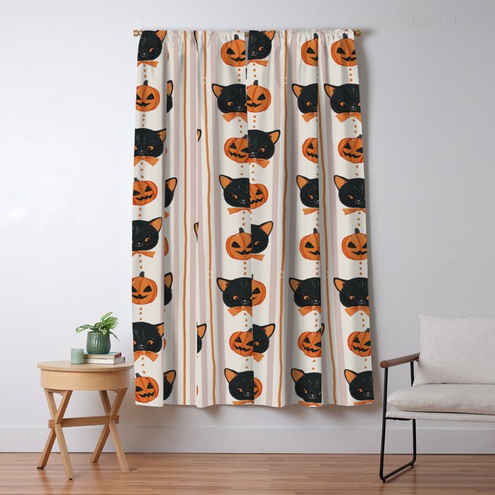 Vintage Halloween Kittens Window Curtain Gallery Image 5