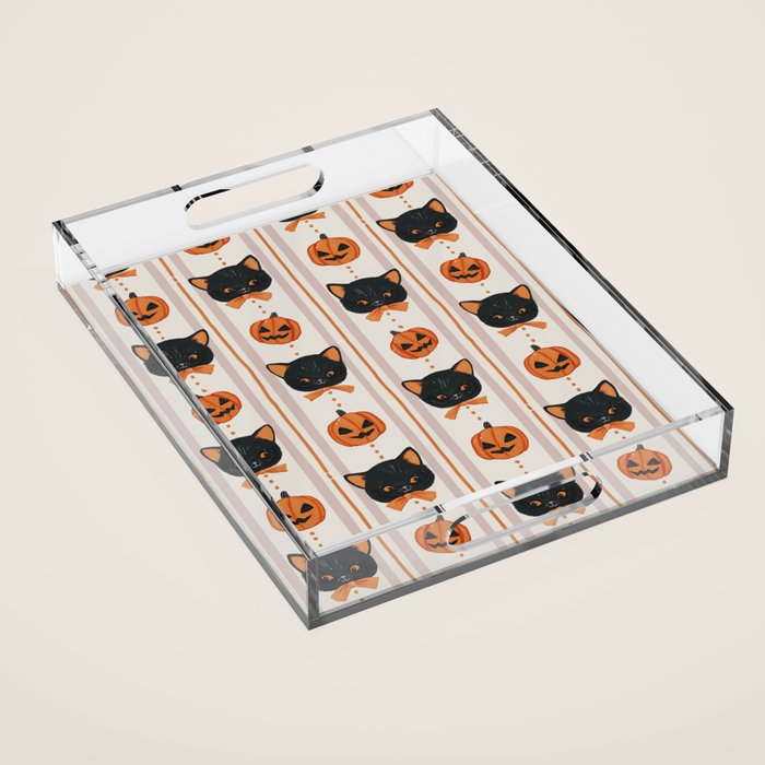 Vintage Halloween Kittens Acrylic Tray Gallery Image 1