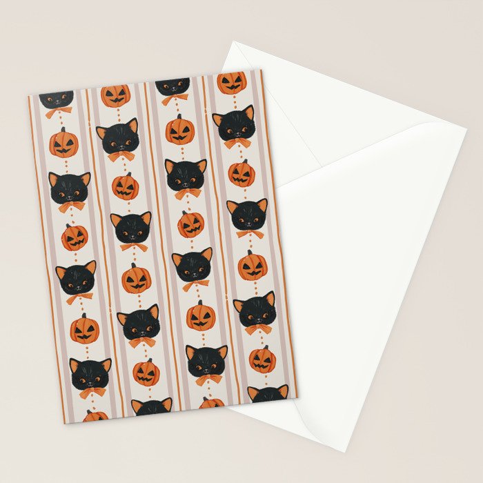 Vintage Halloween Kittens Stationery Card Gallery Image 2