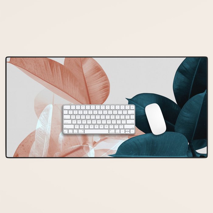 Blush & Blue Leaves Desk Mat Gallery Image 1