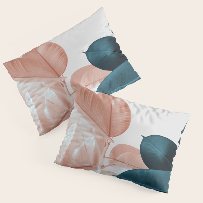 Blush & Blue Leaves Pillow Sham Gallery Image 1