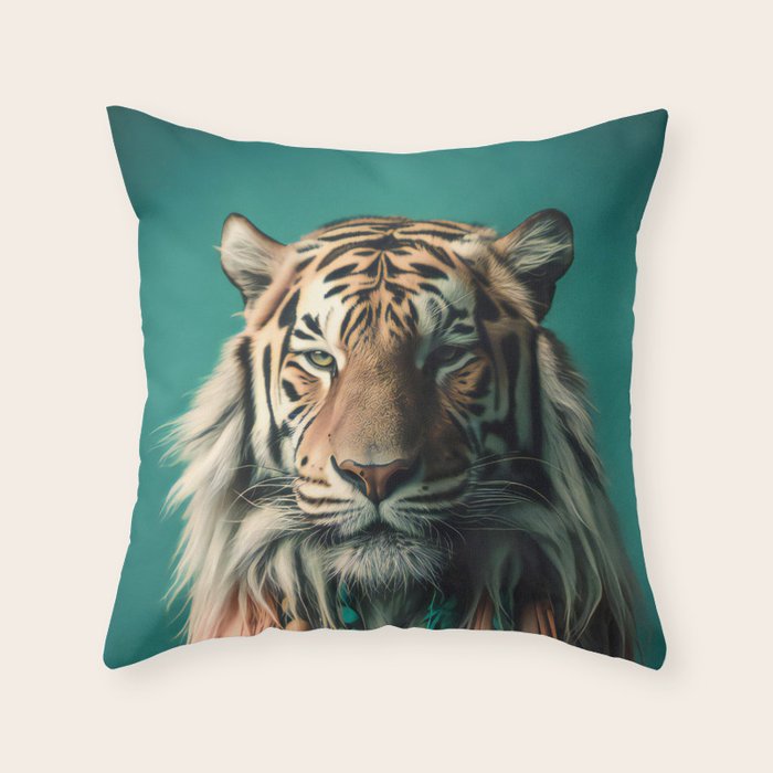 One Love, One World, A Vision of Unity, Tigers Art Throw Pillow Gallery Image 6