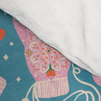 Pink Snowflake Mittens and Hearts on Blue Winter Pattern Comforter Gallery Image 4