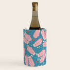 Pink Snowflake Mittens and Hearts on Blue Winter Pattern Wine Chiller Gallery Image 2