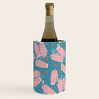 Pink Snowflake Mittens and Hearts on Blue Winter Pattern Wine Chiller Gallery Image 1