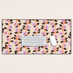 Floral Vine Toss Pink Lavender, Deep Purple, Cream Ivory, Elegant Home Decor Desk Mat Gallery Image 1