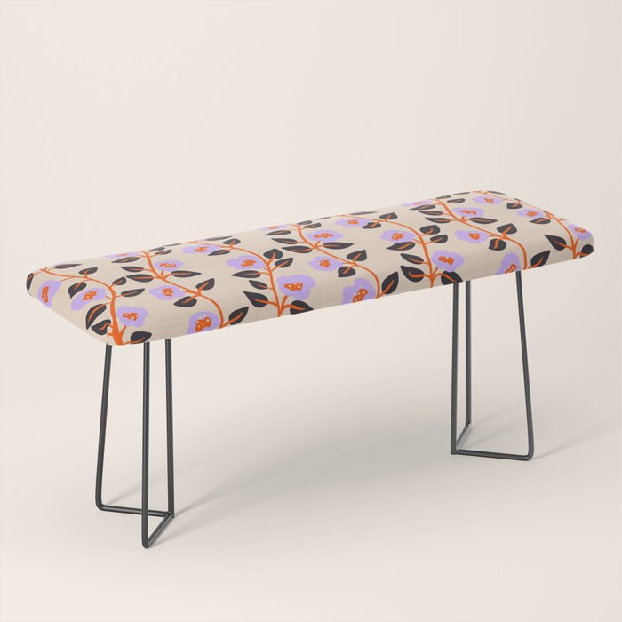 Floral Vine Toss Pink Lavender, Deep Purple, Cream Ivory, Elegant Home Decor Bench Gallery Image 1