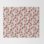 Floral Vine Toss Pink Lavender, Deep Purple, Cream Ivory, Elegant Home Decor Throw Blanket Gallery Image 2