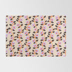 Floral Vine Toss Pink Lavender, Deep Purple, Cream Ivory, Elegant Home Decor Rug Gallery Image 2