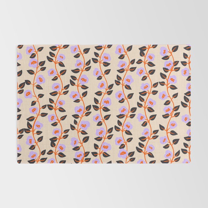 Floral Vine Toss Pink Lavender, Deep Purple, Cream Ivory, Elegant Home Decor Rug Gallery Image 2