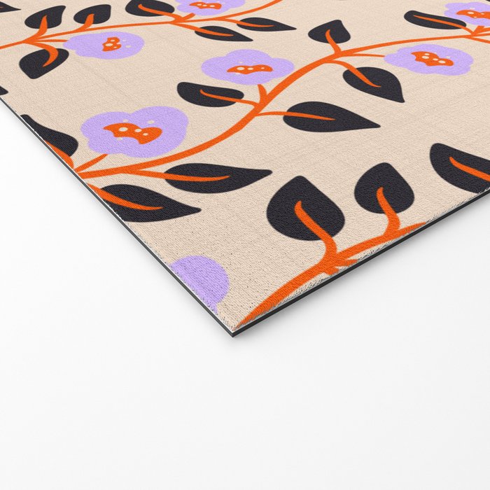 Floral Vine Toss Pink Lavender, Deep Purple, Cream Ivory, Elegant Home Decor Welcome Mat Gallery Image 2