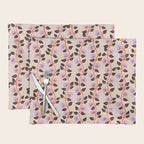 Floral Vine Toss Pink Lavender, Deep Purple, Cream Ivory, Elegant Home Decor Placemat Gallery Image 1