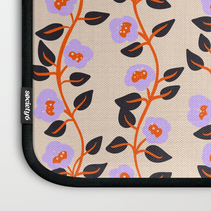 Floral Vine Toss Pink Lavender, Deep Purple, Cream Ivory, Elegant Home Decor Laptop Sleeve Gallery Image 3