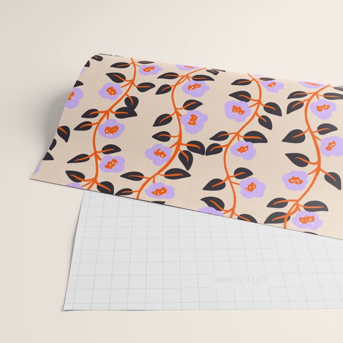 Floral Vine Toss Pink Lavender, Deep Purple, Cream Ivory, Elegant Home Decor Wrapping Paper Gallery Image 2
