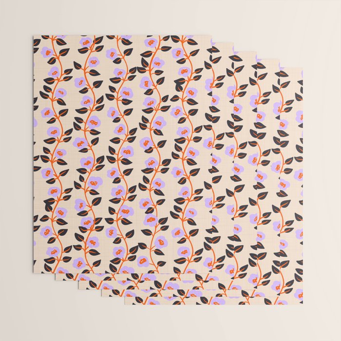 Floral Vine Toss Pink Lavender, Deep Purple, Cream Ivory, Elegant Home Decor Wrapping Paper Gallery Image 3