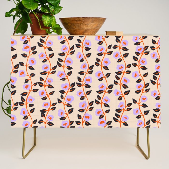 Floral Vine Toss Pink Lavender, Deep Purple, Cream Ivory, Elegant Home Decor Credenza Gallery Image 1
