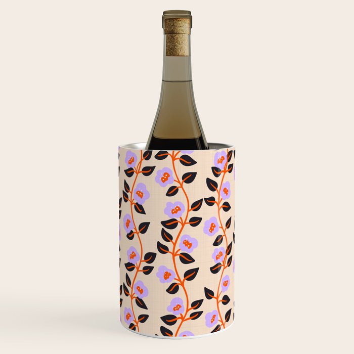Floral Vine Toss Pink Lavender, Deep Purple, Cream Ivory, Elegant Home Decor Wine Chiller Gallery Image 3