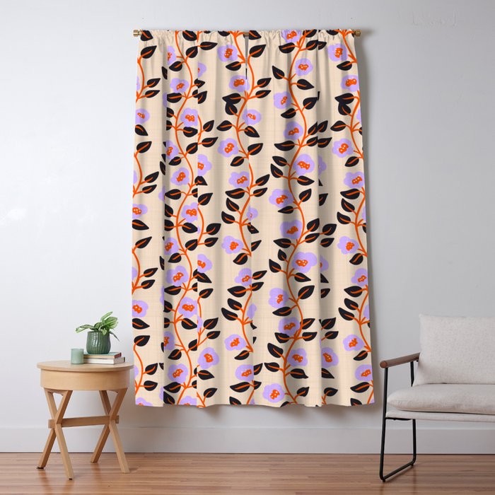 Floral Vine Toss Pink Lavender, Deep Purple, Cream Ivory, Elegant Home Decor Window Curtain Gallery Image 5