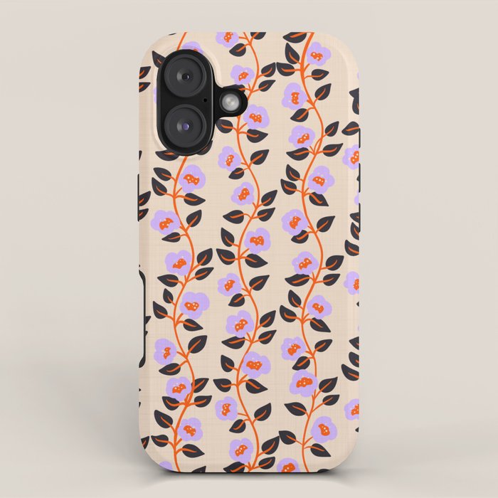 Floral Vine Toss Pink Lavender, Deep Purple, Cream Ivory, Elegant Home Decor iPhone Case Gallery Image 1