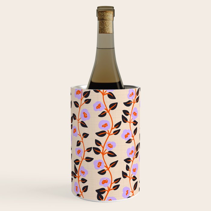 Floral Vine Toss Pink Lavender, Deep Purple, Cream Ivory, Elegant Home Decor Wine Chiller Gallery Image 2