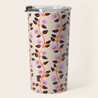 Floral Vine Toss Pink Lavender, Deep Purple, Cream Ivory, Elegant Home Decor Travel Mug Gallery Image 3