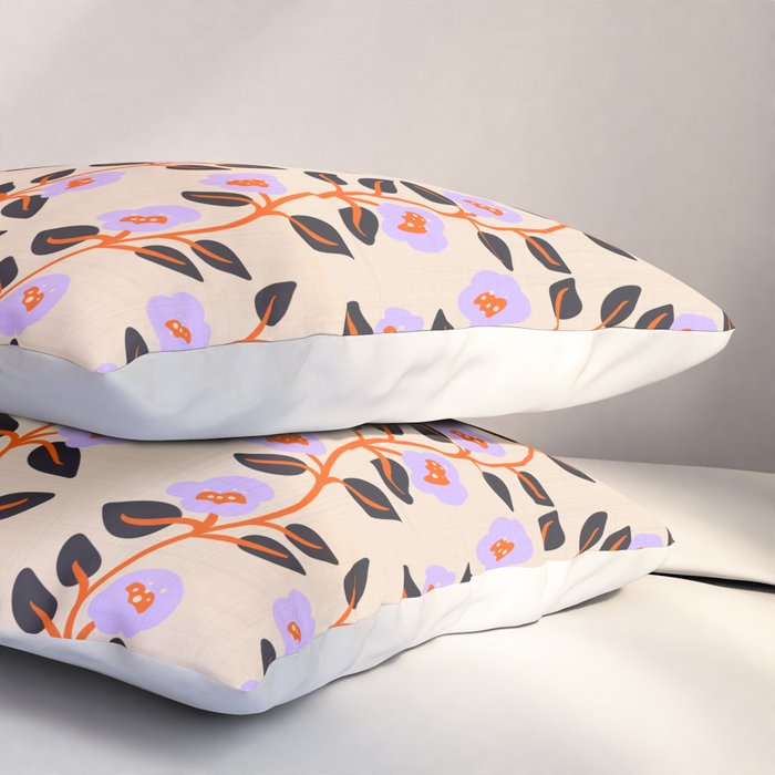 Floral Vine Toss Pink Lavender, Deep Purple, Cream Ivory, Elegant Home Decor Pillow Sham Gallery Image 3