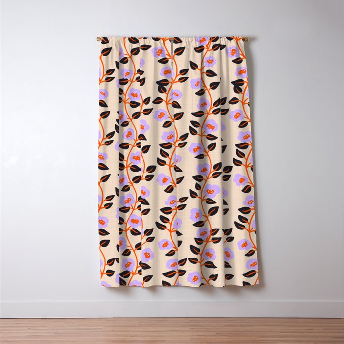 Floral Vine Toss Pink Lavender, Deep Purple, Cream Ivory, Elegant Home Decor Window Curtain Gallery Image 3