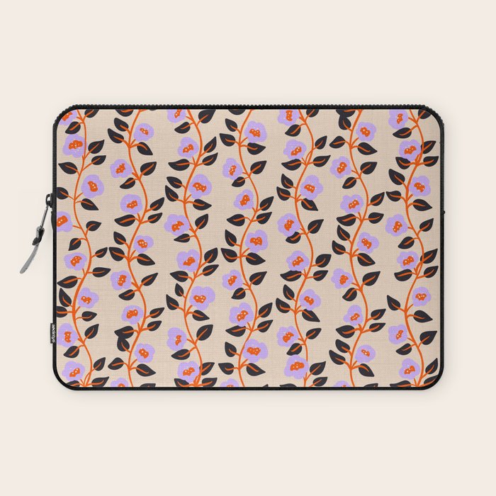 Floral Vine Toss Pink Lavender, Deep Purple, Cream Ivory, Elegant Home Decor Laptop Sleeve Gallery Image 1