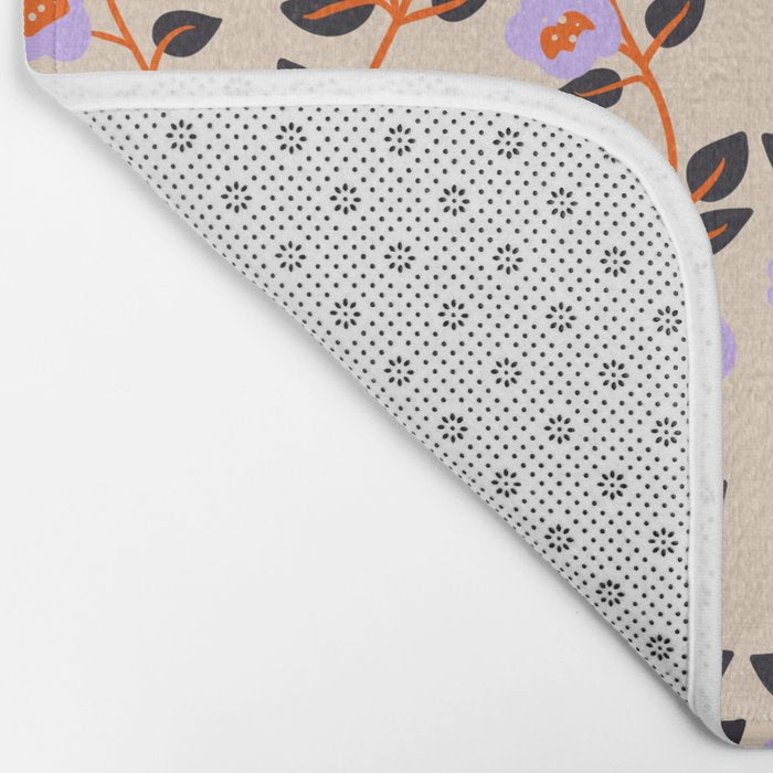 Floral Vine Toss Pink Lavender, Deep Purple, Cream Ivory, Elegant Home Decor Bath Mat Gallery Image 2
