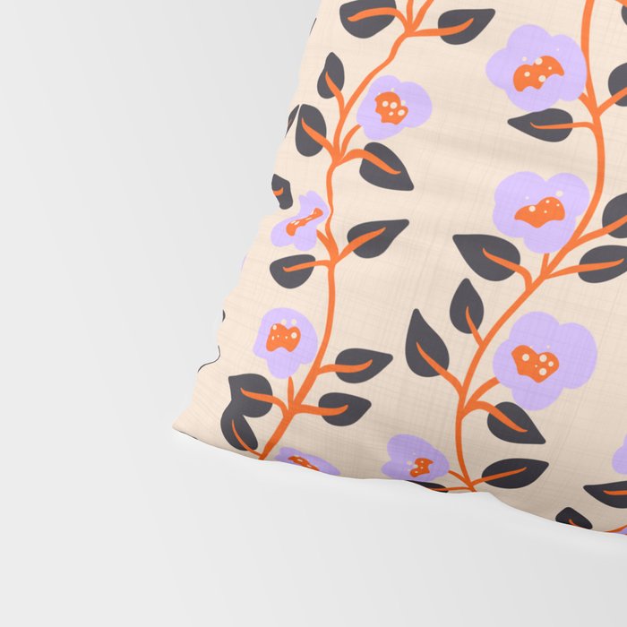 Floral Vine Toss Pink Lavender, Deep Purple, Cream Ivory, Elegant Home Decor Pillow Sham Gallery Image 4