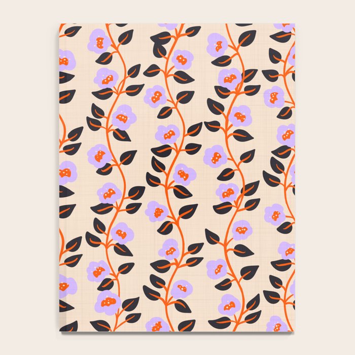 Floral Vine Toss Pink Lavender, Deep Purple, Cream Ivory, Elegant Home Decor Notebook Gallery Image 4