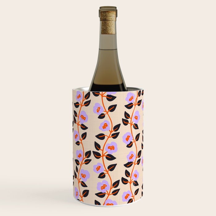 Floral Vine Toss Pink Lavender, Deep Purple, Cream Ivory, Elegant Home Decor Wine Chiller Gallery Image 1