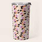 Floral Vine Toss Pink Lavender, Deep Purple, Cream Ivory, Elegant Home Decor Travel Mug Gallery Image 2