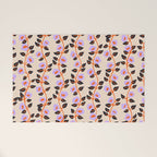 Floral Vine Toss Pink Lavender, Deep Purple, Cream Ivory, Elegant Home Decor Welcome Mat Gallery Image 1