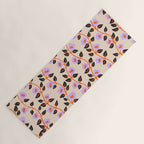 Floral Vine Toss Pink Lavender, Deep Purple, Cream Ivory, Elegant Home Decor Yoga Mat Gallery Image 1