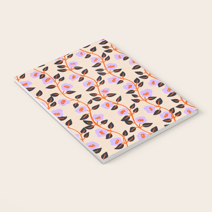Floral Vine Toss Pink Lavender, Deep Purple, Cream Ivory, Elegant Home Decor Notebook Gallery Image 3