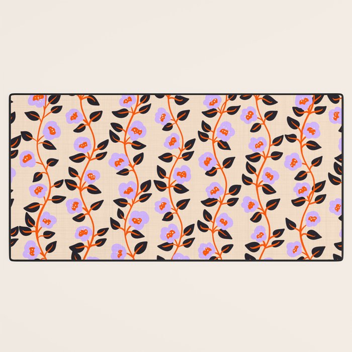 Floral Vine Toss Pink Lavender, Deep Purple, Cream Ivory, Elegant Home Decor Desk Mat Gallery Image 3