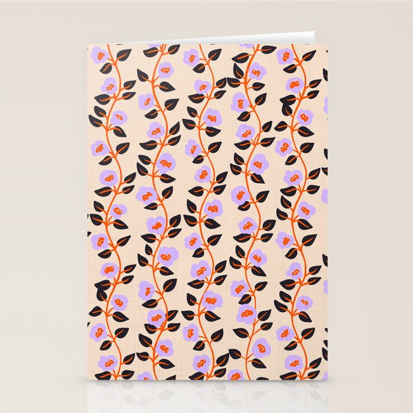 Floral Vine Toss Pink Lavender, Deep Purple, Cream Ivory, Elegant Home Decor Stationery Card Gallery Image 2