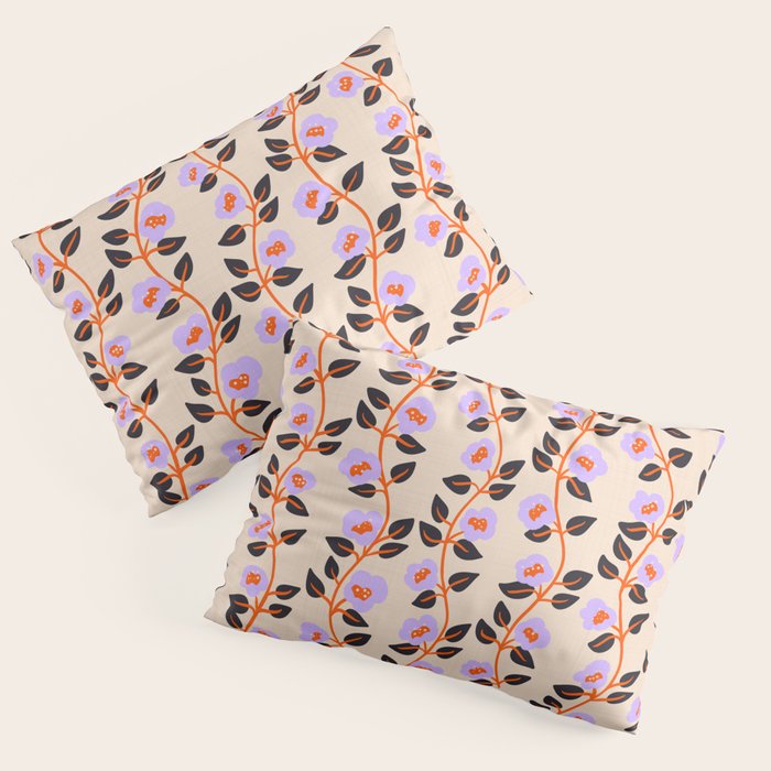 Floral Vine Toss Pink Lavender, Deep Purple, Cream Ivory, Elegant Home Decor Pillow Sham Gallery Image 3