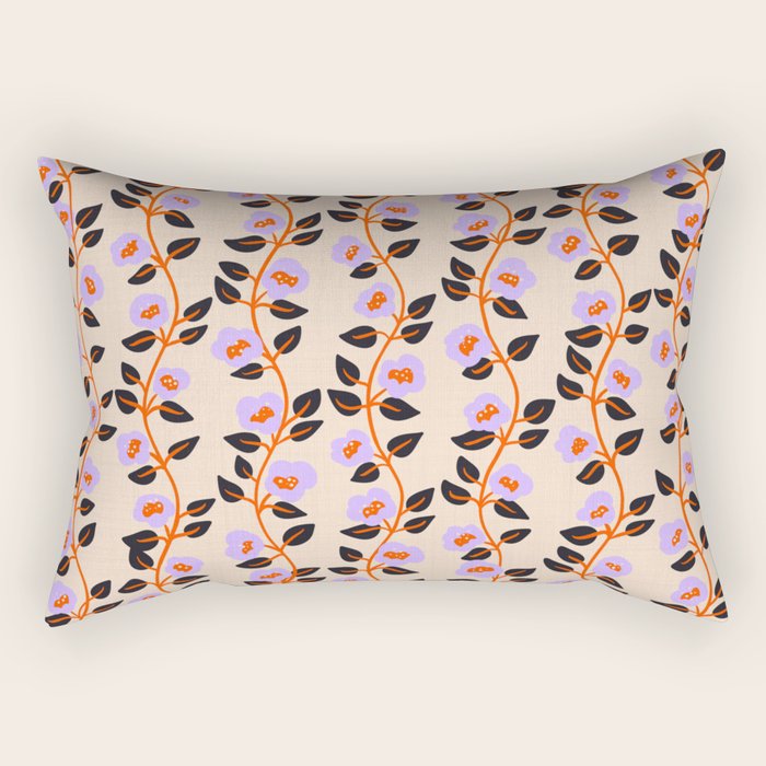 Floral Vine Toss Pink Lavender, Deep Purple, Cream Ivory, Elegant Home Decor Rectangular Pillow Gallery Image 1