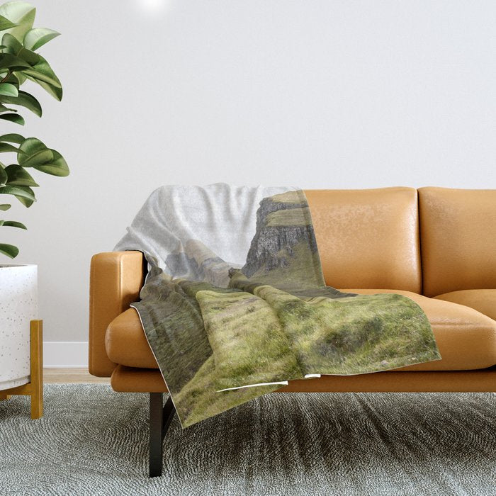 Quiraing Landscape | Nature Travel Photography Art Print | Isle of Skye in Scotland Throw Blanket Gallery Image 1