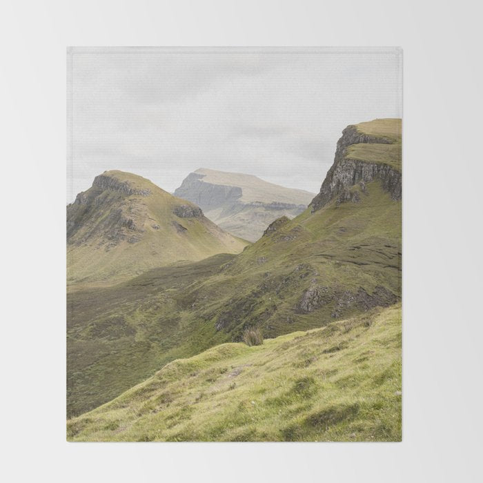 Quiraing Landscape | Nature Travel Photography Art Print | Isle of Skye in Scotland Throw Blanket Gallery Image 2