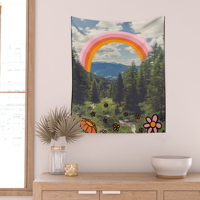 Rainbow Mountain Landscape Wall Tapestry Gallery Image 2