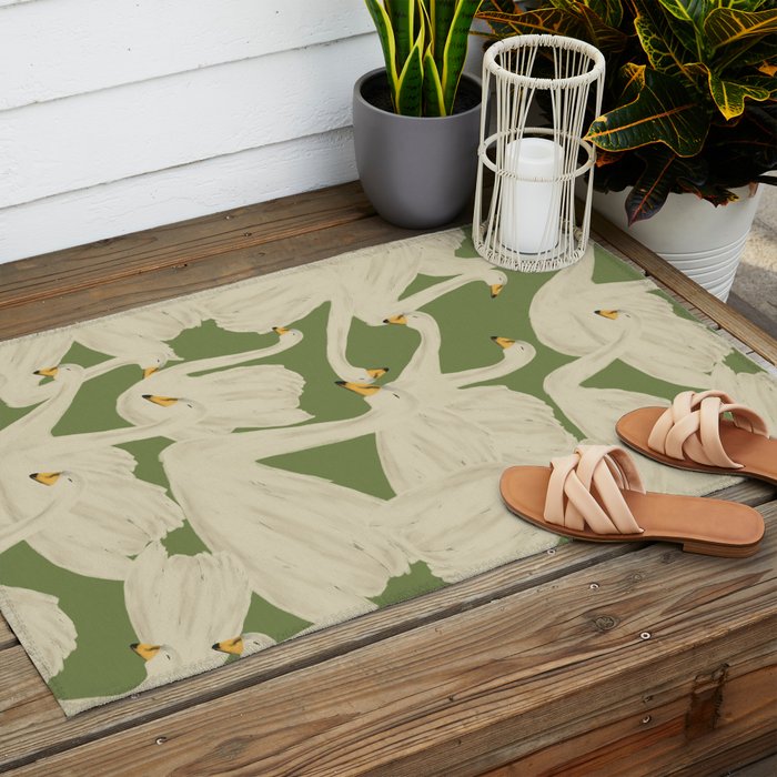 Flight of Swans Outdoor Rug Gallery Image 2