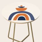 Abstract Shapes 14 in Orange and Navy Blue (Rainbow and Moon Phases Abstraction) Side Table Gallery Image 2