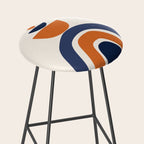 Abstract Shapes 14 in Orange and Navy Blue (Rainbow and Moon Phases Abstraction) Stool Gallery Image 2